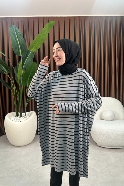 ÇİZGİLİ TUNİK 723 GRİ