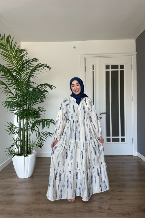 DAMGA MODEL MANGO KUMAŞ ELBİSE GRİ