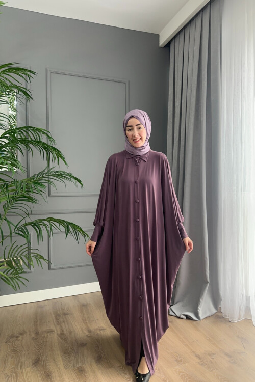 DÜĞMELİ FERACE ELBİSE 1723 GÜL