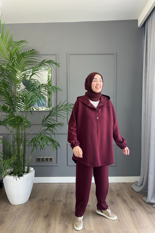 DÜĞMELİ OYSHO TAKIM 3049 BORDO