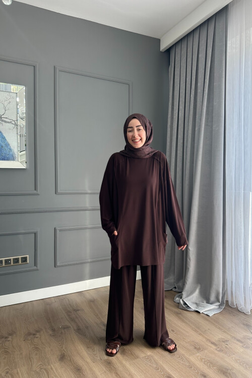 EFLİN SANDY PANTALON TAKIM 4002 KAHVE