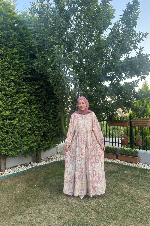 FRECİA MODEL MANGO KUMAŞ ELBİSE PUDRA