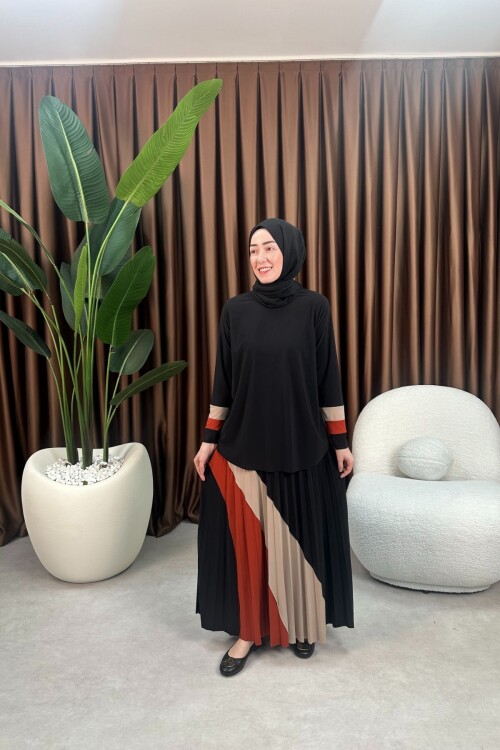 GARNİLİ DESEN SANDY ETEK TAKIM 4145 SİYAH