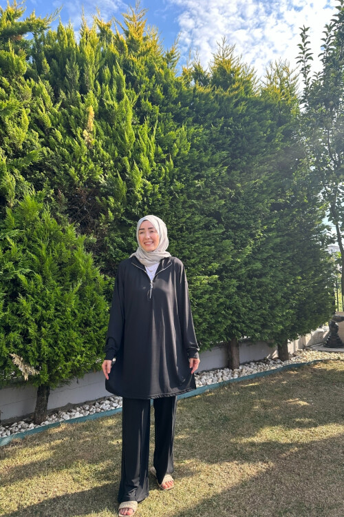 İNCİ MODEL FERMUARLI OYSHO TAKIM SİYAH