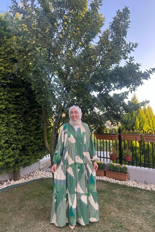 KETEN KARE MODEL ELBİSE HAKİ