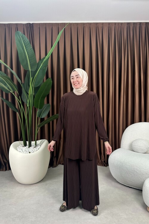 KRAŞLI SANDY PANTALON TAKIM 4202 KAHVE 