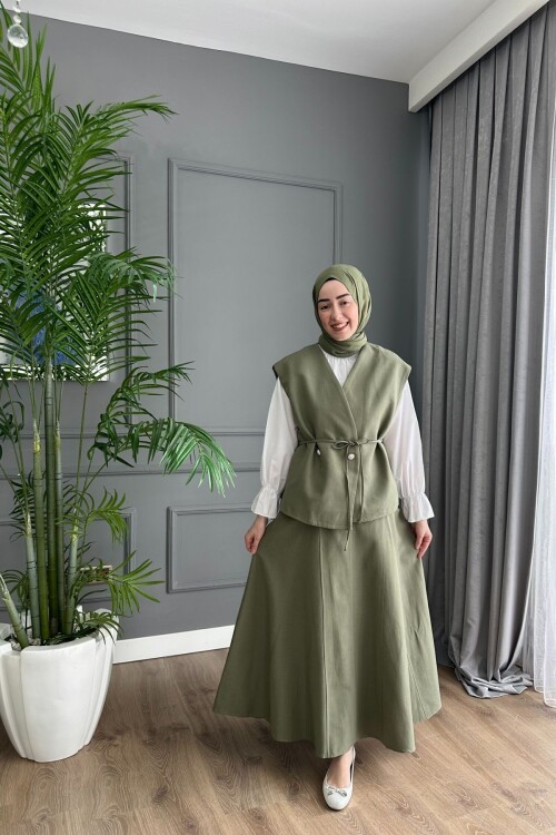 KRİSTAL YELEK TAKIM 3044 HAKİ