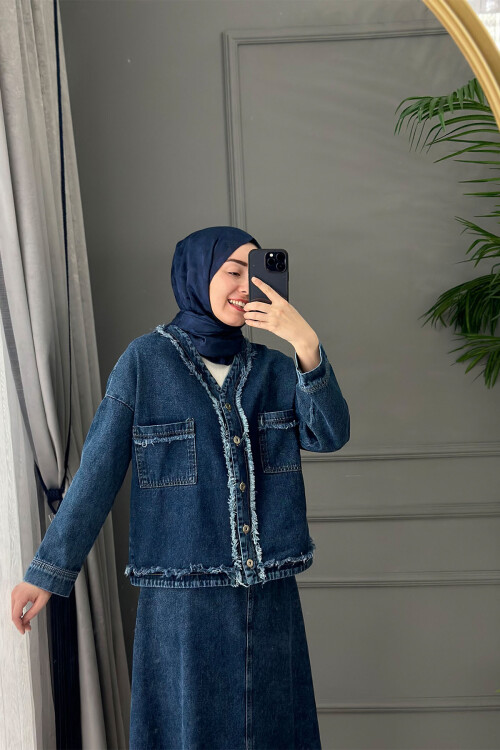 LACİVERT KOT ÇİFT CEP TAKIM