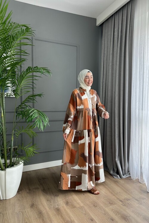 LENA MODEL MODAL KUMAŞ  ELBİSE KAHVE ÖN SİPARİŞ