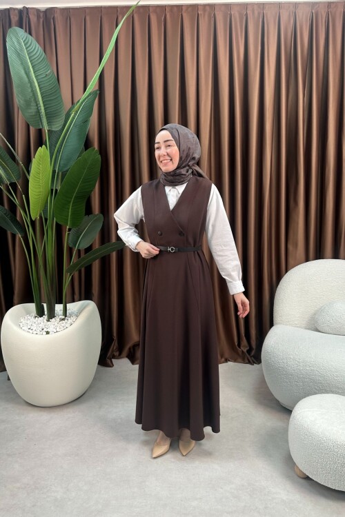 MARİA JİLE ELBİSE 2075 KAHVE