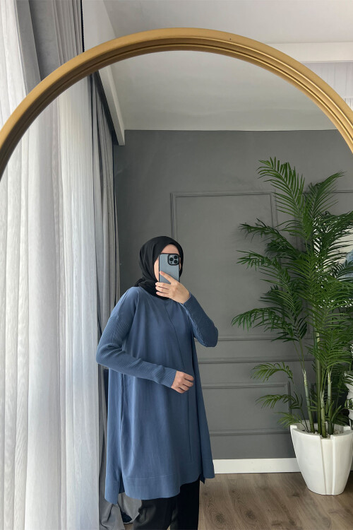 MERSERİZE TUNİK İNDİGO 7018