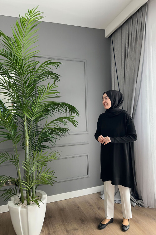 MERSERİZE TUNİK SİYAH 7018