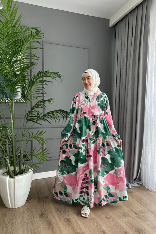 NOSS MODEL MODAL KUMAŞ ELBİSE PEMBE