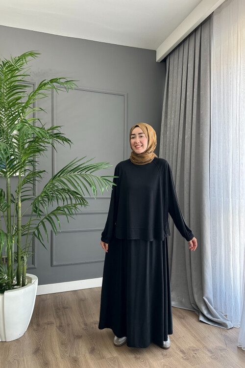 ONİKS MODEL OYSHO ETEKLİ TAKIM SİYAH 