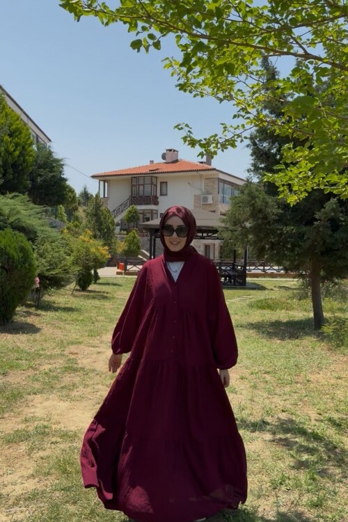 OVERSİZE VİSCON DÜZ MODEL BORDO 