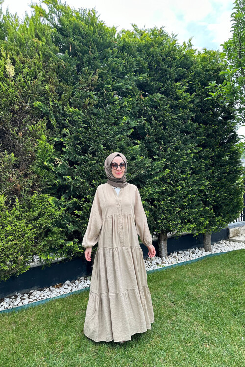 OVERSİZE VİSCON DÜZ MODEL BEJ