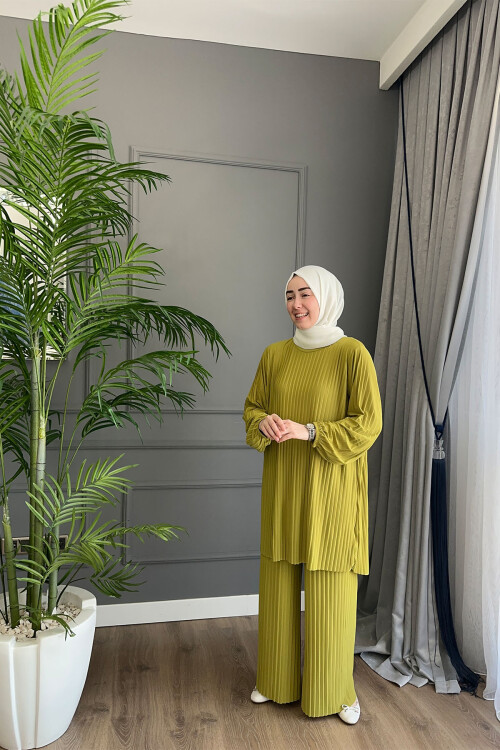 PLİSELİ SANDY TAKIM YAĞ YEŞİLİ 1899