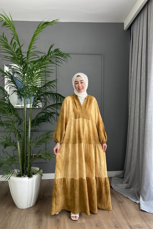 SANSA MODEL MANGO KUMAŞ  ELBİSE SARI