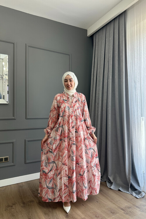 SİMAY MODEL MANGO KUMAŞ ELBİSE PUDRA