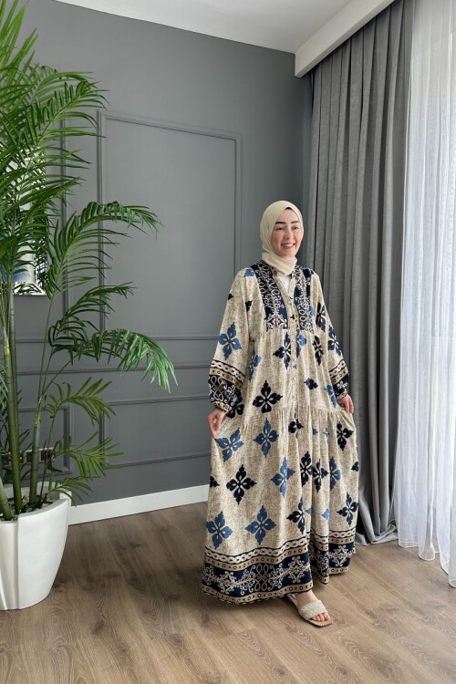 STELLA MODEL VİSCON ELBİSE MAVİ