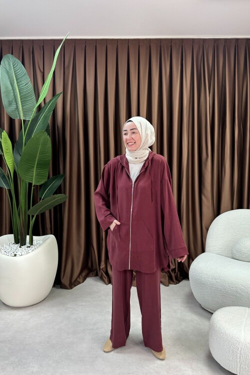 TENSEL KUMAŞ EFİL TAKIM 2074 BORDO   