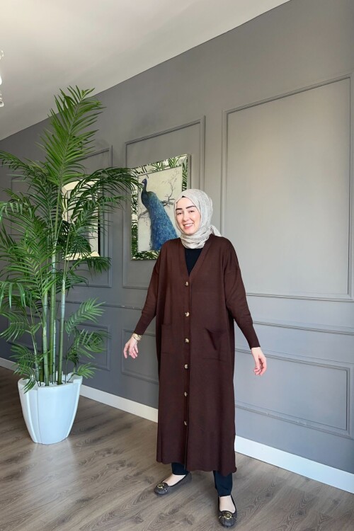 TRİKO DÜĞMELİ HIRKA 3365 KAHVE 