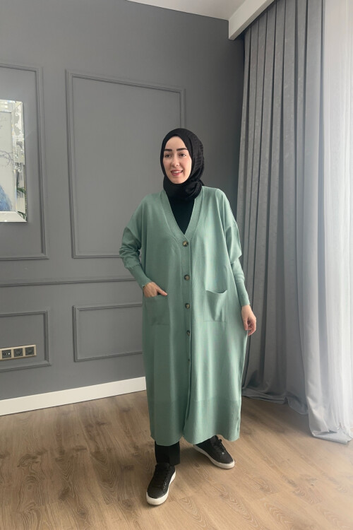 TRİKO DÜĞMELİ HIRKA 3365  ÇAĞLA