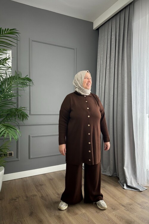 TRİKO PANTALON TAKIM DÜĞMELİ 3386 KAHVE