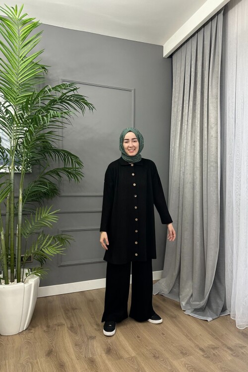 TRİKO PANTALON TAKIM DÜĞMELİ 3386 SİYAH 
