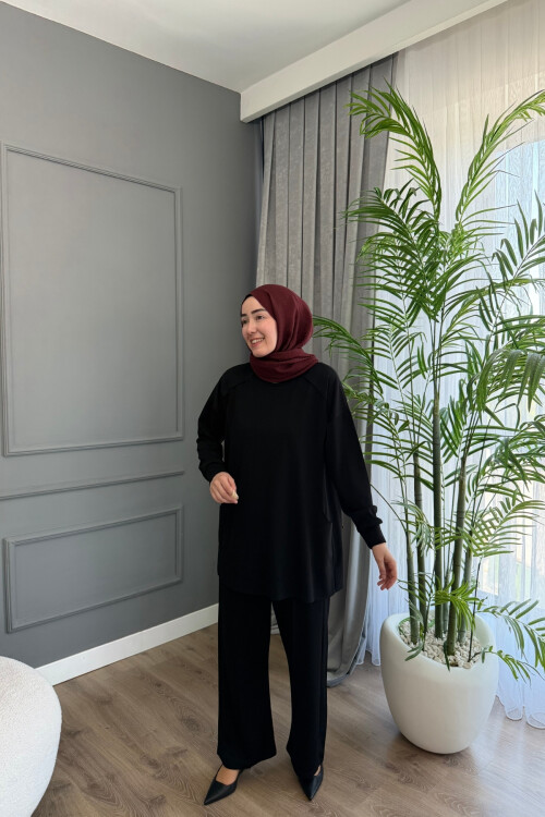 BİYELİ OYSHO PANTALONLU TAKIM 4421 SİYAH