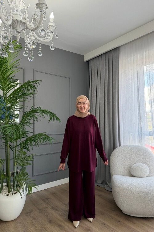 Oval Kesim Cımalı İkili Oysho Takım 2001 BORDO