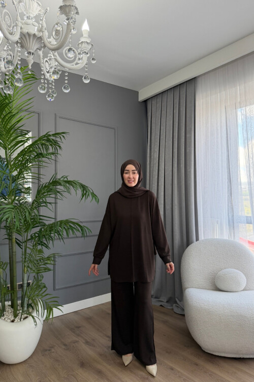 Oval Kesim Cımalı İkili Oysho Takım 2001 KAHVE