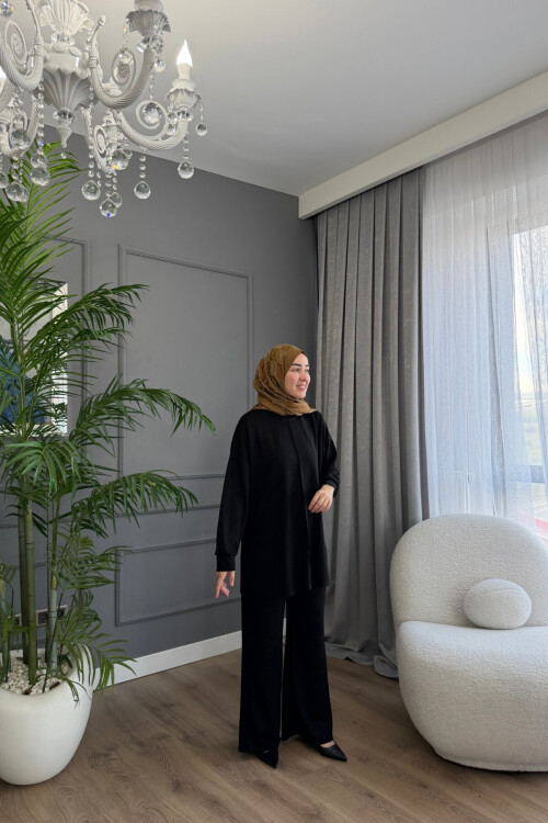 Oval Kesim Cımalı İkili Oysho Takım 2001 SİYAH