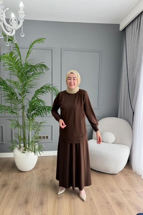 OYSHO ETEKLİ YAZLIK KUMAŞ  TAKIM 4425 KAHVE
