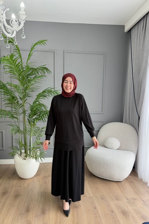 OYSHO ETEKLİ YAZLIK KUMAŞ  TAKIM 4425 SİYAH