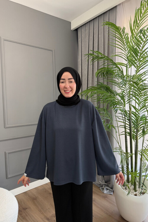 Oysho Kumaş Rahat Kalıp Bisiklet Yaka Tunik 3003 Antrasit