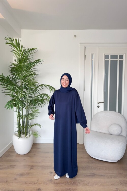 OYSHO KUMAŞ YAZLIK ELBİSE 1516 LACİVERT