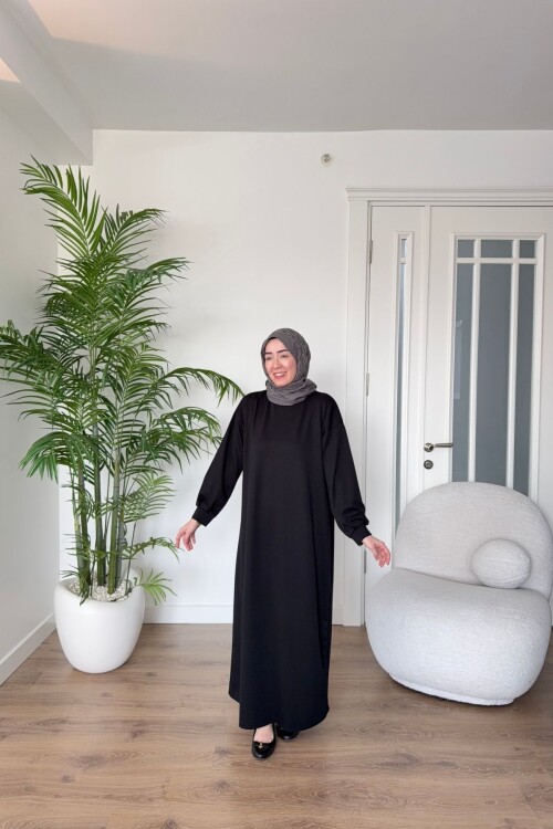 OYSHO KUMAŞ YAZLIK ELBİSE 1516 SİYAH