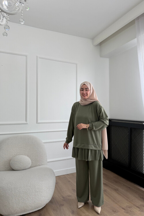 Pliseli Oysho Kumaş İkili Takım 2005 HAKİ