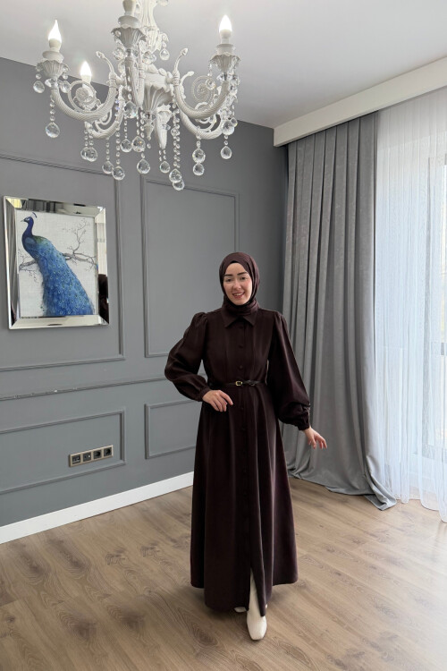 QUPRA TENSEL ELBİSE KAHVE