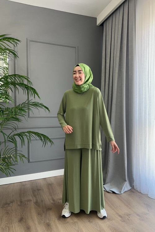 Sandy Pantalon Fresh Takım 4206 Çağla