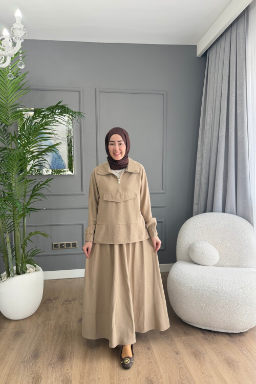 TENSEL KUMAŞ CEP DETAYLI ETEK TAKIM 2006 TAŞ