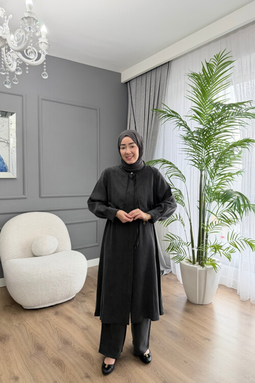 TENSEL KUMAŞ SPOR TUNİK TAKIM ANTRASİT