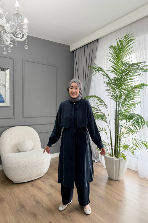 TENSEL KUMAŞ SPOR TUNİK TAKIM LACİVERT