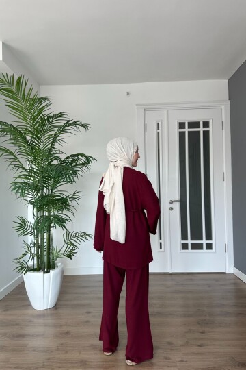 BELDEN BAĞLAMALI KETEN TAKIM 2086 BORDO