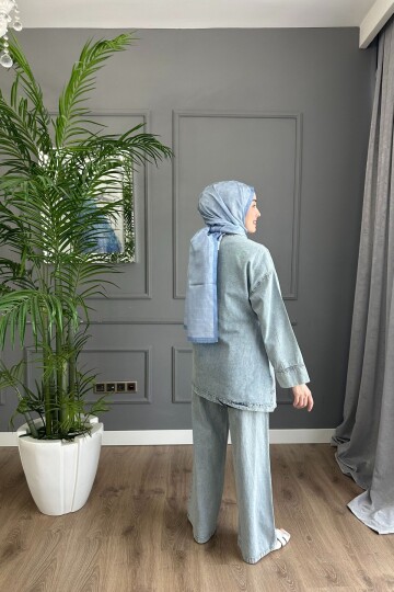 ÇAPRAZ BAĞLAMALI KOT TAKIM 3041 AÇIK MAVİ