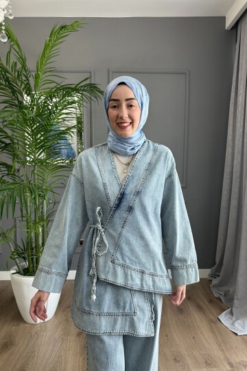 ÇAPRAZ BAĞLAMALI KOT TAKIM 3041 AÇIK MAVİ