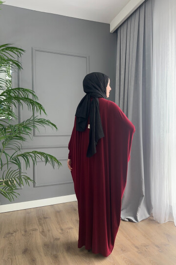 DÜĞMELİ FERACE ELBİSE 1723 BORDO