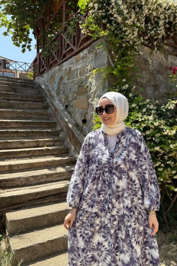 EYLÜL MODEL MANGO KUMAŞ ELBİSE LİLA