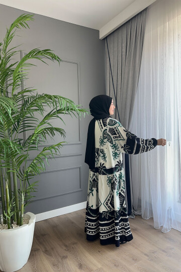 PALMİYE MODEL VİSKON ELBİSE SİYAH